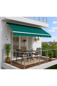 Resim stratecht 300 x 200 Ayarlanabilir Balkon Tentesi Yeşil Teras Balkon Polyester Güneşlik Bahçe Teras Tentesi 