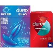 Resim Durex Titreşimli Anal Plug Tıkaç + Durex Yakın Hisset Slim Fit İnce Prezervatif 16'lı 