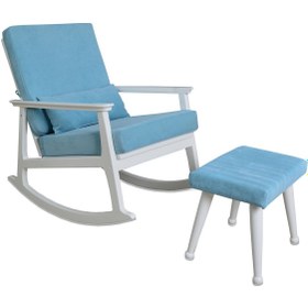 Resim Asedia İskandinav Lake Mavi Minderli Puflu Sallanan Sandalye Dinlenme Koltuğu Babalar Günü Hediyesi 