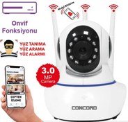 Resim Concord C-630 3.0MP 360 Wi-Fi IP Kamera Türkçe Uygulamalı Bebek Kamerası Android iOS 