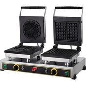 Resim eurofaz Işıkgaz Silverinox Endüstriyel Elektrikli Çiçek Kare Waffle Makinesi 