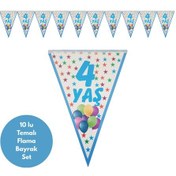 Resim 4 Yaş Mavi Flama Bayrak Set Süs Tüm Yaşlar 