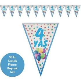 Resim 4 Yaş Mavi Flama Bayrak Set Süs Tüm Yaşlar 