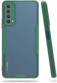 Resim Huawei P Smart 2021 Kılıf Renkli Silikon Kamera Lens Korumalı Şeffaf Parfe Kapak - Yeşil 