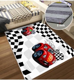 Resim Kırmızı Araba Çocuk Odası Halısı Kırmızı 