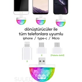 Resim Suled SL-1018 Mini Sihirli Disko Topu Sese Duyarlı 4W USB Işıklı Küre USB Enerjili Telefon ile Çalışır 