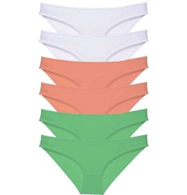 Resim 6 adet Süper Eko Set Likralı Kadın Slip Külot 550 Beyaz-Pudra-Yeşil 