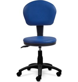 Resim Ofiscombin Ofis Büro Döner Tekerli Amortisörlü Arkalıklı Yüksek Sırtlı Bar Taburesi Parlement Mavi Deri 00047499603 