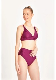 Resim Too Salty Swimwear Kadın Toparlayıcı Yüksek Bel Arkadan Ayarlı Bikini Takımı 24s105st Mürdüm 