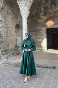Resim MOOLİSA Bera Abiye Zümrüt Tesettür Abiye Elbise, Mezuniyet, Balo, Gece Elbisesi 