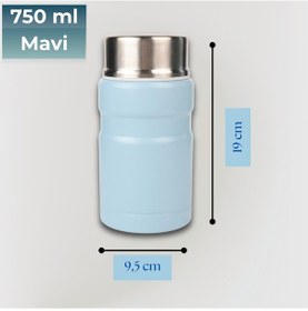 Resim 750 Mlpaslanmaz Çelik Yemek Termosu-çelik Kaşıklı Açık Mavi 