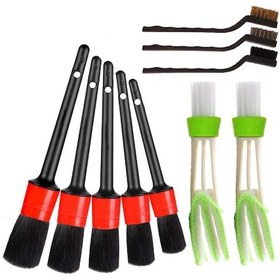 Resim Ranyeek 10 Parça Otomobil Temizlik Seti: Detay Fırçaları, Tel Fırçalar Ve Klima Vantilatör Fırçaları - Siyah Ve Yeşil Kombinasyon 