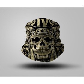 Resim Unisex Siyah Desenli Esnek Bandana Siyah 