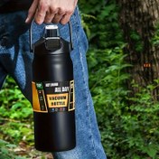 Resim 1 Adet Büyük Kapasiteli (1500/1200ml) Çift Kapaklı Paslanmaz Çelik Termos - Sıcak & Soğuk İçecekler için Vakum Yalıtımlı Su Şişesi, Saplı Sızdırmaz Seyahat Kupası - BPA'sız, Kaymaz Tutuş, Kampçılık, Hiking, Ofis, Spor Salonu için İdeal - Günlük Kullanım ve Dış Maceralarla Uyumlu, Kamp Temel Gereçleri, Dökülmeye Karşı Koruyucu Tasarım 