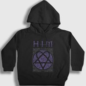 Resim Unisex Çocuk Siyah Roses Him Kapüşonlu Sweatshirt 