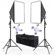 Resim 50x70cm Softbox 4 Duylu Ikili Sürekli Işık Seti Youtube Makyaj Toplam 8 Duy 8 Adet Ampullü 