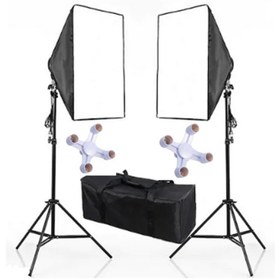 Resim 50x70cm Softbox 4 Duylu Ikili Sürekli Işık Seti Youtube Makyaj Toplam 8 Duy 8 Adet Ampullü 
