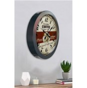 Resim Bahat Salon Ofis Duvar Saati Gri Metal Çerçeve 36 Cm 