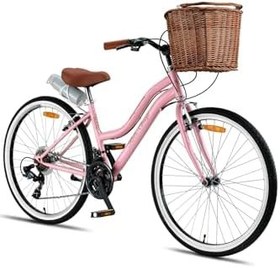 Resim Retro Classic 26 Jant Bisiklet, Shimano 21 Vites, Hasır Sepetli Vintage Şehir Bisikleti 