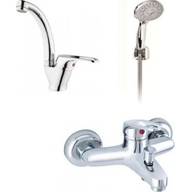 Resim Arçe Kuğu Lavabo ve Banyo Bataryası Duş Takımı 
