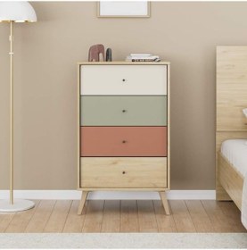 Resim Terra 4 Çekmeceli Şifonyer-florida Meşe/karışık Renk 60x99x44 Cm Meşe 