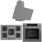 Resim Ferre SS Serisi Gri 5 Gözlü Ankastre Set ( QBL62CPR-SS038-D079 ) 