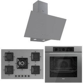 Resim Ferre SS Serisi Gri 5 Gözlü Ankastre Set ( QBL62CPR-SS038-D079 ) 