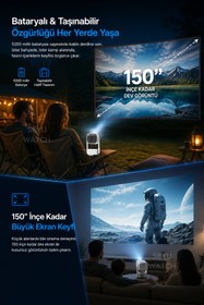 Resim SEYUWATCH Taşınabilir Powerbankli 4K Destekli 1080P Android Sistemli Sinema Projeksiyon Cihazı 