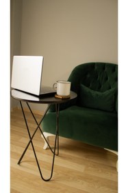 Resim By Trend Ahşap Metal Firkete Yıldız Ayaklı Yan Fiskos Orta Çay Sehpası 