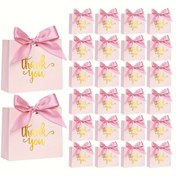 Resim 24 adet Pembe Bant Şükran E-Style Hediye Çantaları Altın Folyo Metin ve Kurdele Detaylı - Düğünler, Gelin Partileri, Doğum Günleri ve Özel Günler için Mükemmel, Hediye Çantaları 