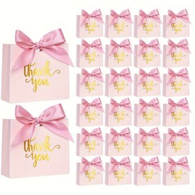 Resim 24 adet Pembe Bant Şükran E-Style Hediye Çantaları Altın Folyo Metin ve Kurdele Detaylı - Düğünler, Gelin Partileri, Doğum Günleri ve Özel Günler için Mükemmel, Hediye Çantaları 