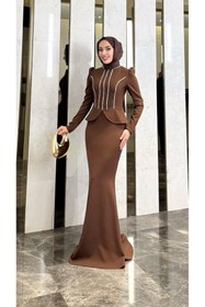 Resim modadeywearst Özel Tasarım Taş İşlemeli Kuyruklu Tesettür Abiye Elbise 