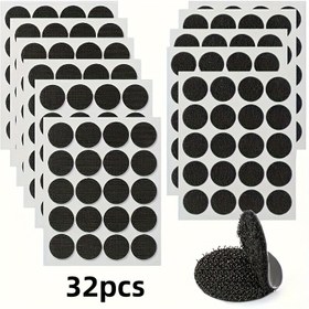 Resim 32'lik Ağır Hizmet Tipi Kilitlenen Bant Noktaları, 2.54 cm Çapında, İki Taraflı Yapışkanlı Kanca ve Döngü Daireler, Poliamid Malzeme, Su Geçirmez ve Kalıntı Bırakmayan 