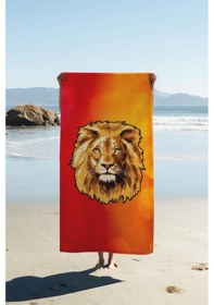 Resim Dijital Baskı Plaj Deniz Havlusu Genç Sportif Aslan Desen Peştamal Hvl0236 Renkli 