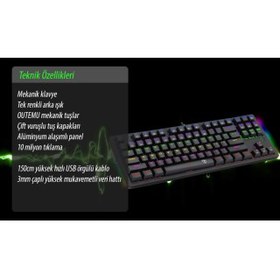 Resim T-DAGGER BALI, T-TGK311, USB Kablolu, Türkçe Q, Rainbow RGB, Mechanical, Blue Switch, Gaming Klavye (Powered By REDRAGON) 
