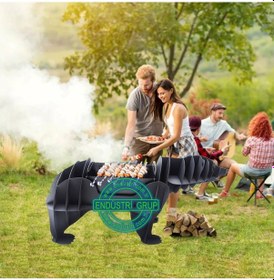 Resim Endüstri Grup - Ayı Figürü Heykel Kömürlü Mangal Barbekü Izgara 