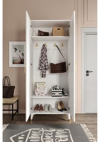 Resim Kale Metal Kulp Kla2190 Ayakkabılık Portmanto Vestiyer Beyaz Gold Beyaz - Gold 