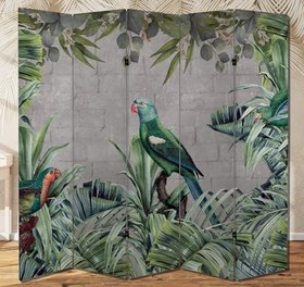 Resim Yeşil Papağan Temalı Özel Tasarım Paravan Room Divider 180 x 200 cm Paravan-1021-1 