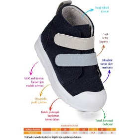 Resim Kiko Kids Mufasa İlk Adım Cırtlı Erkek Bebek Günlük Bot Ayakkabı Lacivert - Gri Lacivert - Gri 