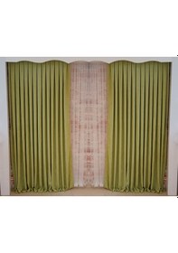 Resim Fıstık Yeşili Renk Fon Kadife Perde Çift Kanat 1/3 Sık Pileli Dikim V-19 Fıstık Yeşili 