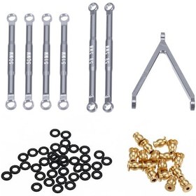 Resim Xindoker Axial Scx24 Deadbolt 1/24 4wd İçin Alüminyum Kauçuk Bağlantı Çubuğu Seti + Ön Üst A Kolu Titanyum Rengi 