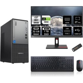 Resim Lenovo Thinkcentre Neo 50T Gen 5 Intel Core I7 13700 32GB 1tb SSD GTX1650/4GB 27" Fhd Monitör Fdos Masaüstü Bilgisayar & Per4 USB Bellek 12UB000LTRMNT2318 