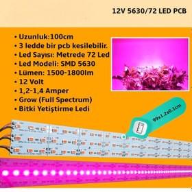 Resim 12 Volt Bitki İçin Ledli Led Bar Alüminyum Çubuk 72 Ledli Grow N11.3134 