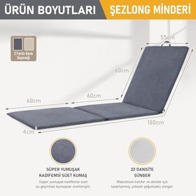 Resim Haegs Şezlong Minderi, Havuz Plaj Outdoor Kamp için Katlanır Sünger Minder, Dış Mekan Süet Kumaş Kılıf, Dış Mekan Mobilyaları İçin Veranda Yedek Minderi - 22 Dens - 180x55x4 cm - Gri 