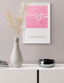 Resim Londra Pembe Hari̇ta - Art Print - 50x70 cm 