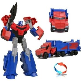 Resim Oyuncak Robota Dönüşebilen Transformers Metal Gövdeli Mavi Robot Optimus Prime Araba 20 Cm Mavi 