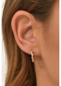 Resim Moom Mücevherat Kadın 14 Ayar Altın Küpe Minimalist Burgu Modern Halka Altın Küpe 15 Mm-Mm20092 