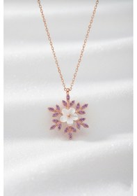 Resim Çekirdekjewelry 925 Ayar Gümüş Manolya Çiçekli Kartanesi Kolye Rose 