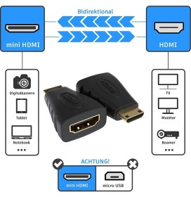 Resim Aogo Mini HDMI Dönüştürücü HDMI Dişi (Tip-A) - Mini HDMI Erkek (Tip-C) Mını HDMI 