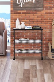 Resim DEHALİMİTED Tekerlekli Dergilik Kumaş Raflı Çanta Gazetelik Kitaplık Çok Amaçlı Koltuk Yan Sehpa Sunumluk 